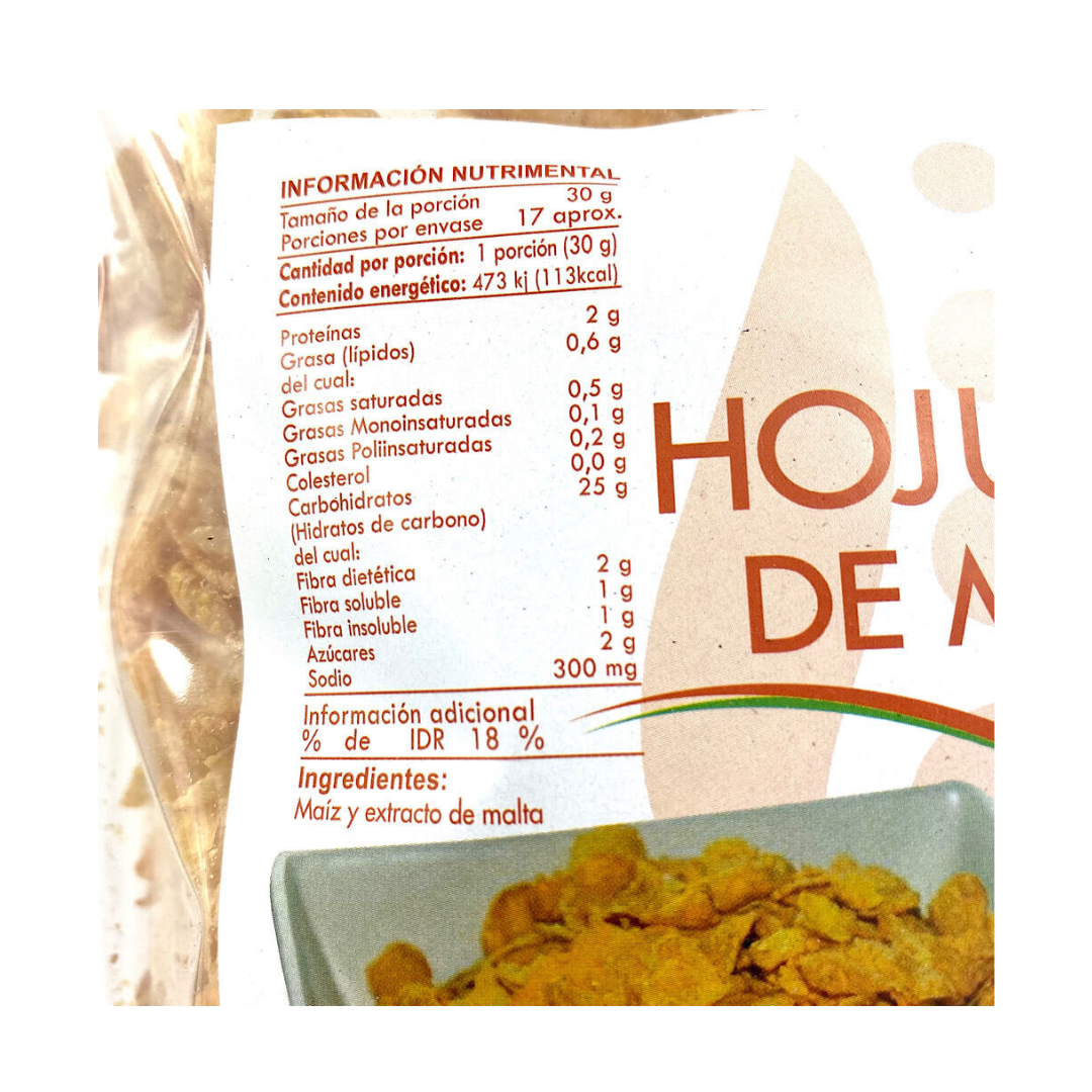 Hojuela de Maíz ( Hojuela sin azúcar) 500 g. - Sano Mundo